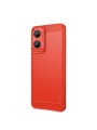 Мек предпазен гръб с текстура на карбонови влакна за Motorola Moto G35 - червен