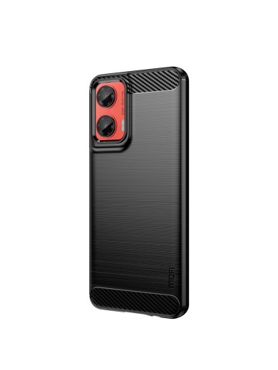 Мек предпазен гръб с текстура на карбонови влакна за Motorola Moto G35 - черен Мек предпазен гръб с текстура на карбонови влакна за Motorola Moto G35 - черен