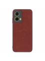 Устойчив на надраскване предпазен гръб от еко кожа за Motorola Moto G35 - кафяв