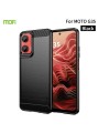 Мек предпазен гръб с текстура на карбонови влакна за Motorola Moto G35 - черен
