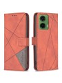 Калъф от еко кожа тип портмоне с геометрични линии за Motorola Moto G35 - кафяв