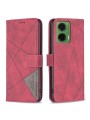 Калъф от еко кожа тип портмоне с геометрични линии за Motorola Moto G35 - червен