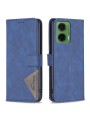 Калъф от еко кожа тип портмоне с геометрични линии за Motorola Moto G35 - син