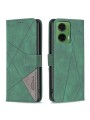 Калъф от еко кожа тип портмоне с геометрични линии за Motorola Moto G35 - зелен
