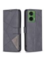 Калъф от еко кожа тип портмоне с геометрични линии за Motorola Moto G35 - черен