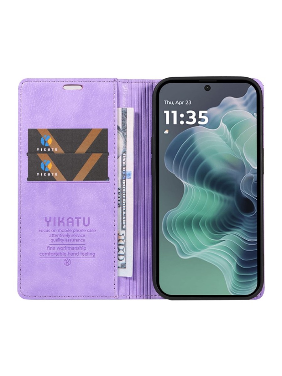 Калъф от еко кожа тип портмоне за Motorola Moto G35 - лилав