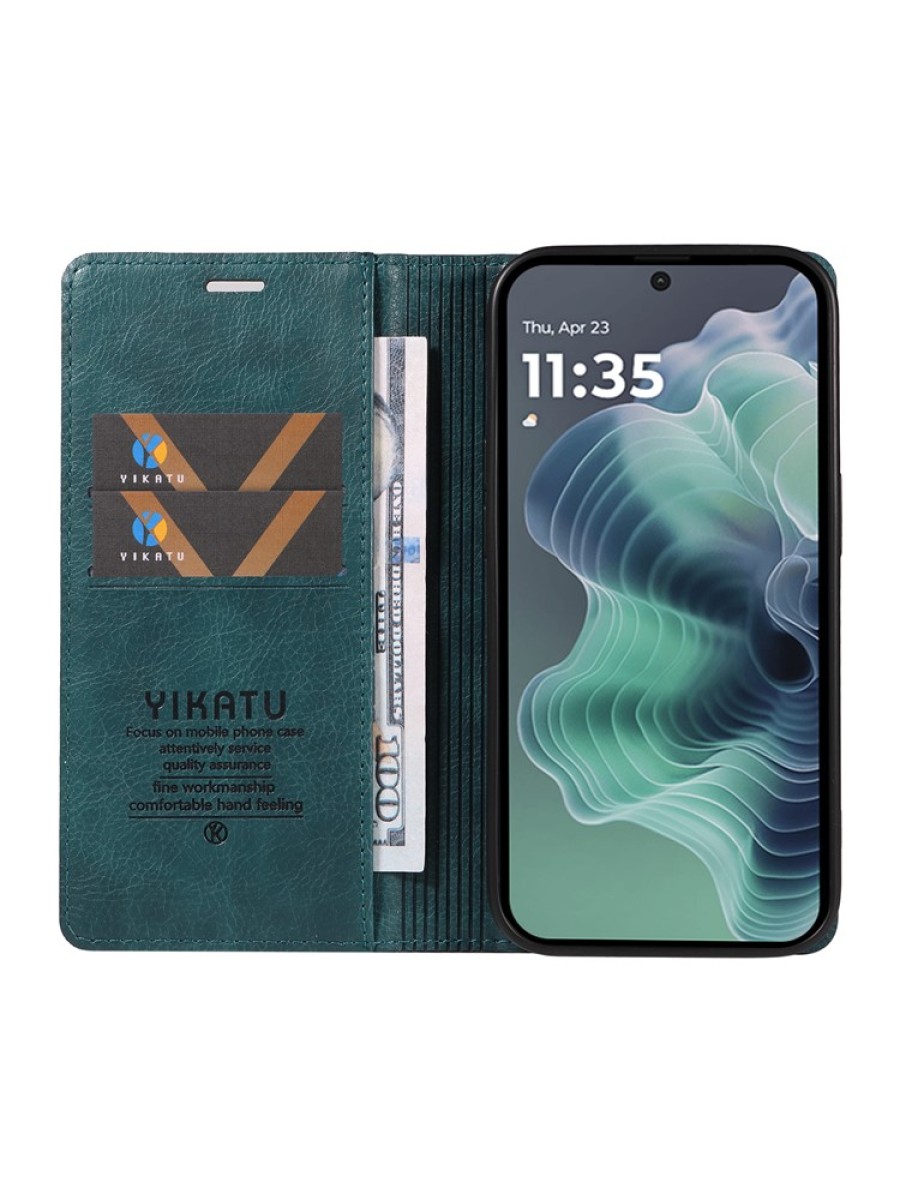 Калъф от еко кожа тип портмоне за Motorola Moto G35 - син