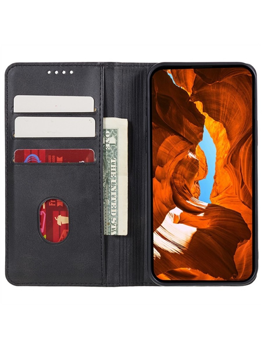 Калъф от еко кожа тип портмоне за Motorola Moto G35 - черен