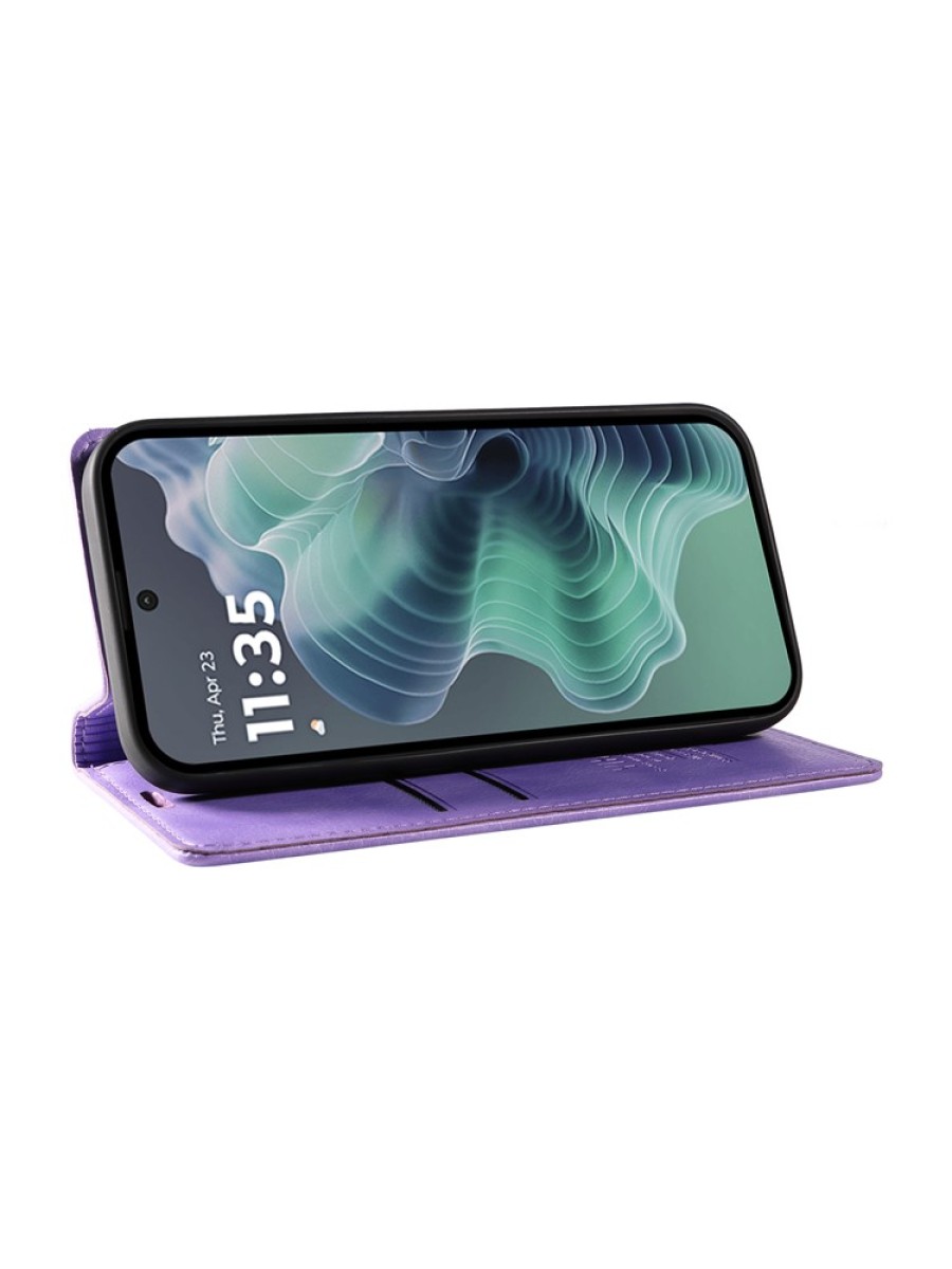 Калъф от еко кожа тип портмоне за Motorola Moto G35 - лилав