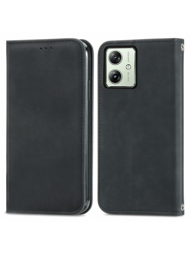 Калъф от еко кожа тип портмоне за Motorola Moto G54 - черен