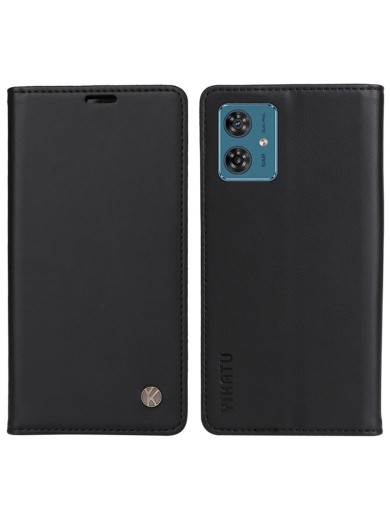Калъф за телефон от еко кожа тип портмоне за Motorola Moto G54 - черен