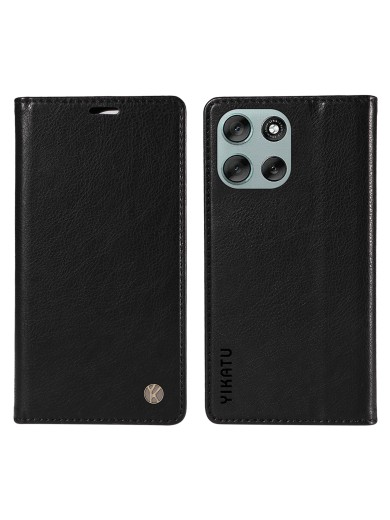Калъф от еко кожа тип портмоне за Motorola Moto G56 - черен