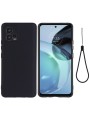 Предпазен удароустойчив силиконов гръб с каишка за Motorola Moto G72 - черен