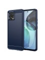 Мек предпазен гръб с текстура на карбонови влакна за Motorola Moto G72 - син