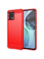 Мек предпазен гръб с текстура на карбонови влакна за Motorola Moto G72 - червен