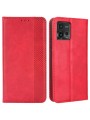 Калъф от еко кожа с ретро текстура тип портмоне за Motorola Moto G72 - червен