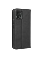 Калъф от еко кожа с ретро текстура тип портмоне за Motorola Moto G72 - черен