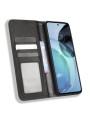 Калъф от еко кожа с ретро текстура тип портмоне за Motorola Moto G72 - черен