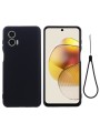 Предпазен устойчив на надраскване силиконов гръб с каишка за Motorola Moto G73 - черен