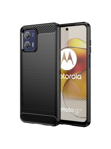 Мек удароустойчив гръб с текстура на карбонови влакна за Motorola Moto G73 - черен Мек удароустойчив гръб с текстура на карбонови влакна за Motorola Moto G73 - черен