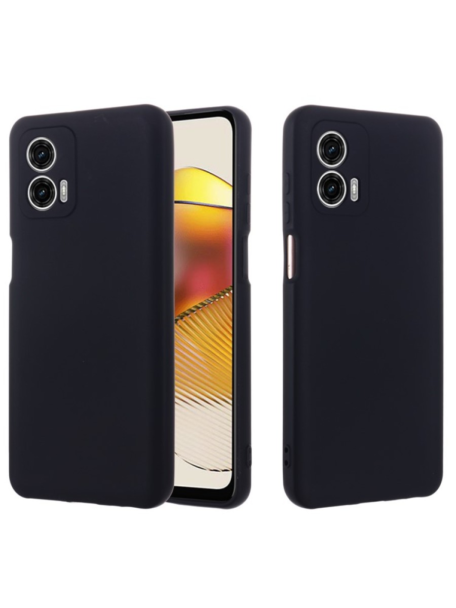 Предпазен устойчив на надраскване силиконов гръб с каишка за Motorola Moto G73 - черен
