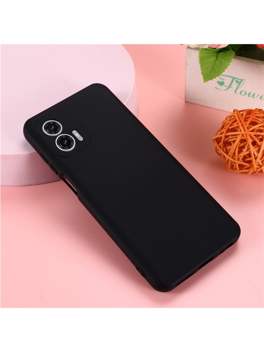 Предпазен устойчив на надраскване силиконов гръб с каишка за Motorola Moto G73 - черен