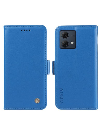 Калъф за телефон от еко кожа тип портмоне за Motorola Moto G84 - син