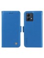 Калъф за телефон от еко кожа тип портмоне за Motorola Moto G84 - син