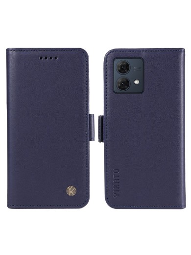 Калъф за телефон от еко кожа тип портмоне за Motorola Moto G84 - син