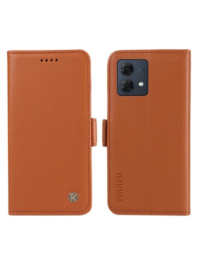 Калъф за телефон от еко кожа тип портмоне за Motorola Moto G84 - кафяв