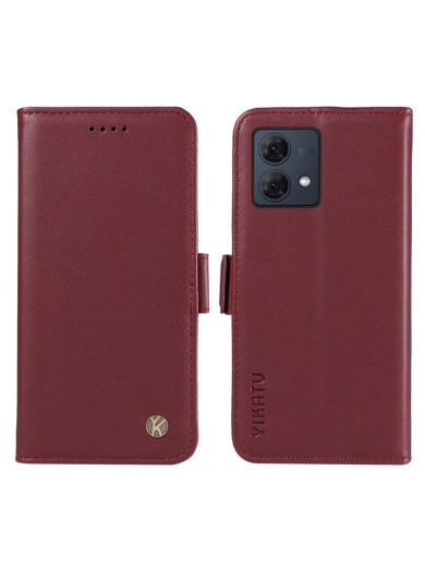 Калъф за телефон от еко кожа тип портмоне за Motorola Moto G84 - червен