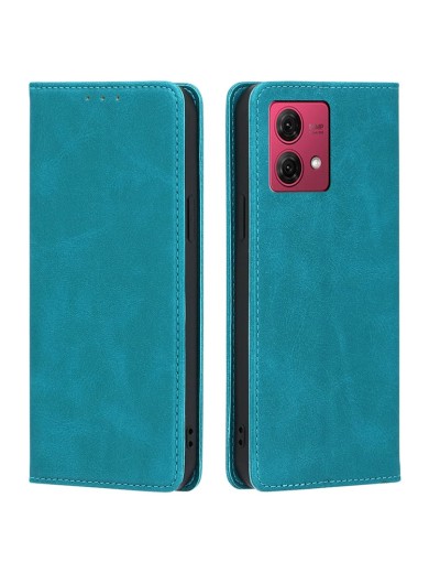 Калъф от еко кожа тип портмоне за Motorola Moto G84 - син