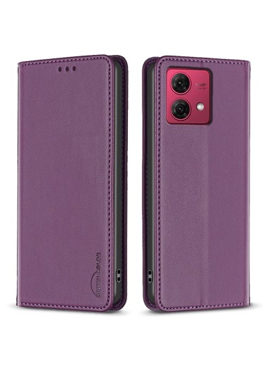 Калъф от еко кожа тип портмоне за Motorola Moto G84 - лилав