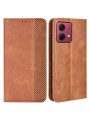 Калъф от еко кожа с ретро текстура тип портмоне за Motorola Moto G84 - кафяв