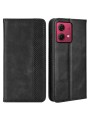 Калъф от еко кожа с ретро текстура тип портмоне за Motorola Moto G84 - черен