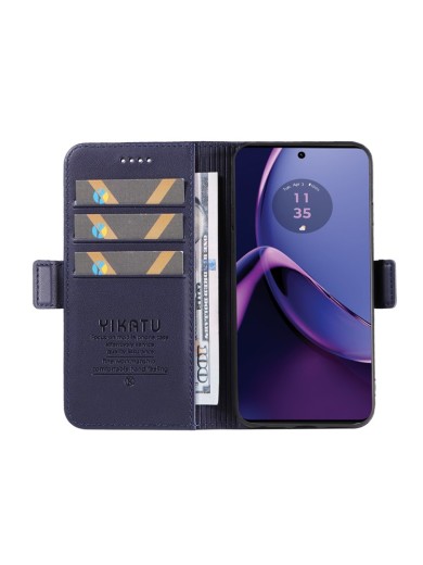 Калъф за телефон от еко кожа тип портмоне за Motorola Moto G84 - син