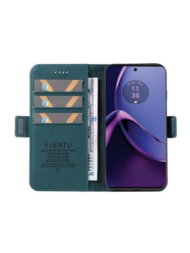 Калъф за телефон от еко кожа тип портмоне за Motorola Moto G84 - зелен