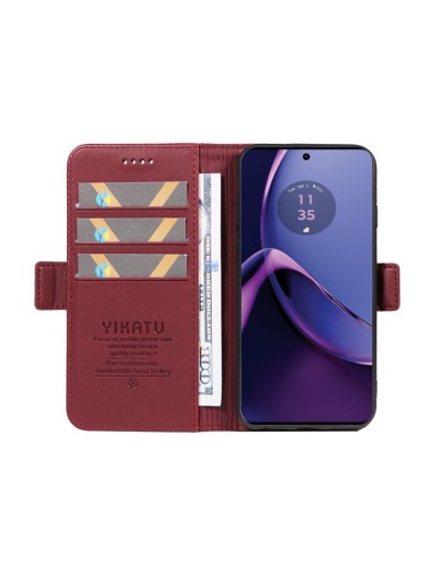 Калъф за телефон от еко кожа тип портмоне за Motorola Moto G84 - червен