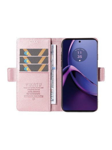Калъф за телефон от еко кожа тип портмоне за Motorola Moto G84 - розов