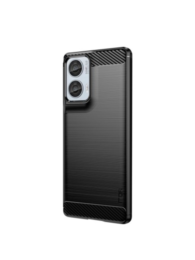 Мек предпазен гръб с текстура на карбонови влакна за Motorola Moto G85 - черен Мек предпазен гръб с текстура на карбонови влакна за Motorola Moto G85 - черен