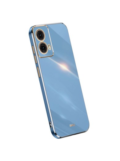 Предпазен удароустойчив гръб с галванизирана рамка за Motorola Moto G85 - син