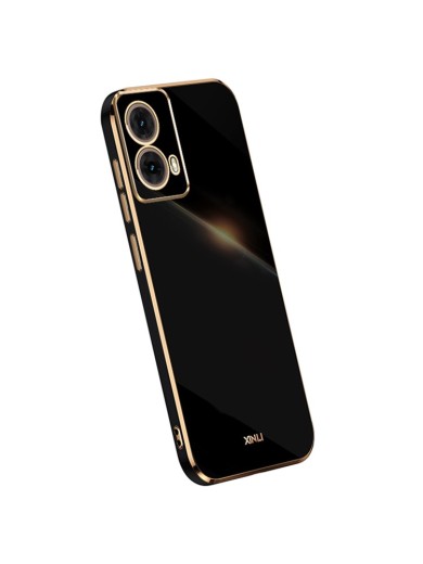 Предпазен удароустойчив гръб с галванизирана рамка за Motorola Moto G85 - черен