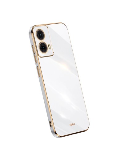 Предпазен удароустойчив гръб с галванизирана рамка за Motorola Moto G85 - бял