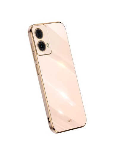 Предпазен удароустойчив гръб с галванизирана рамка за Motorola Moto G85 - розов