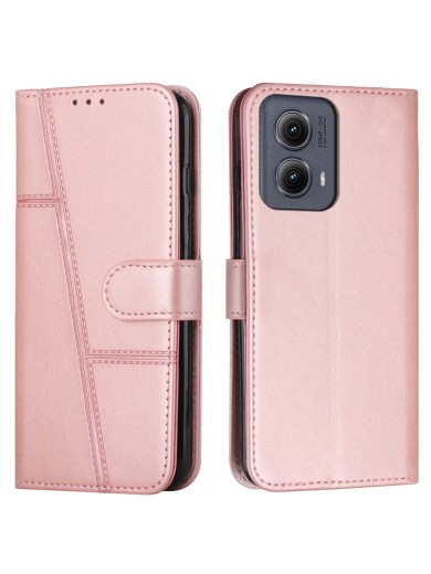 Калъф от еко кожа, тип портмоне за Motorola Moto G85 - розов