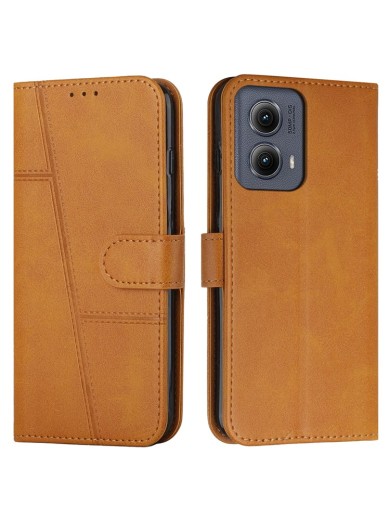 Калъф от еко кожа, тип портмоне за Motorola Moto G85 - жълт
