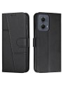 Калъф от еко кожа, тип портмоне за Motorola Moto G85 - черен