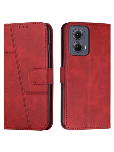 Калъф от еко кожа, тип портмоне за Motorola Moto G85 - червен