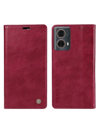 Калъф от еко кожа тип портмоне за Motorola Moto G85 - червен