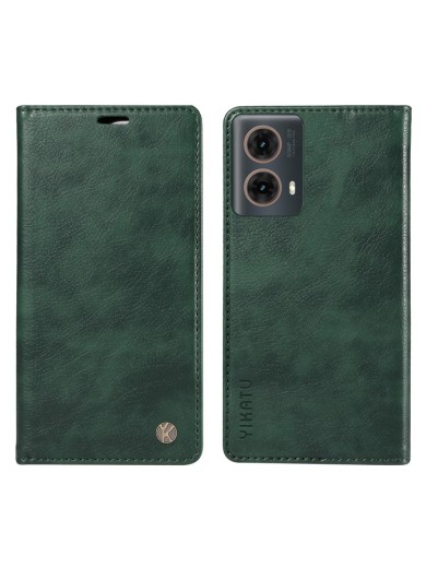 Калъф от еко кожа тип портмоне за Motorola Moto G85 - зелен
